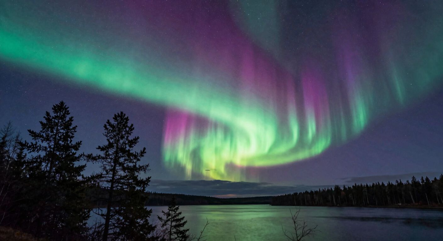 Aurora borealis northern lights in night sky