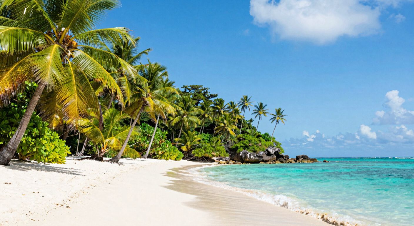 Tropical beach with palm trees
